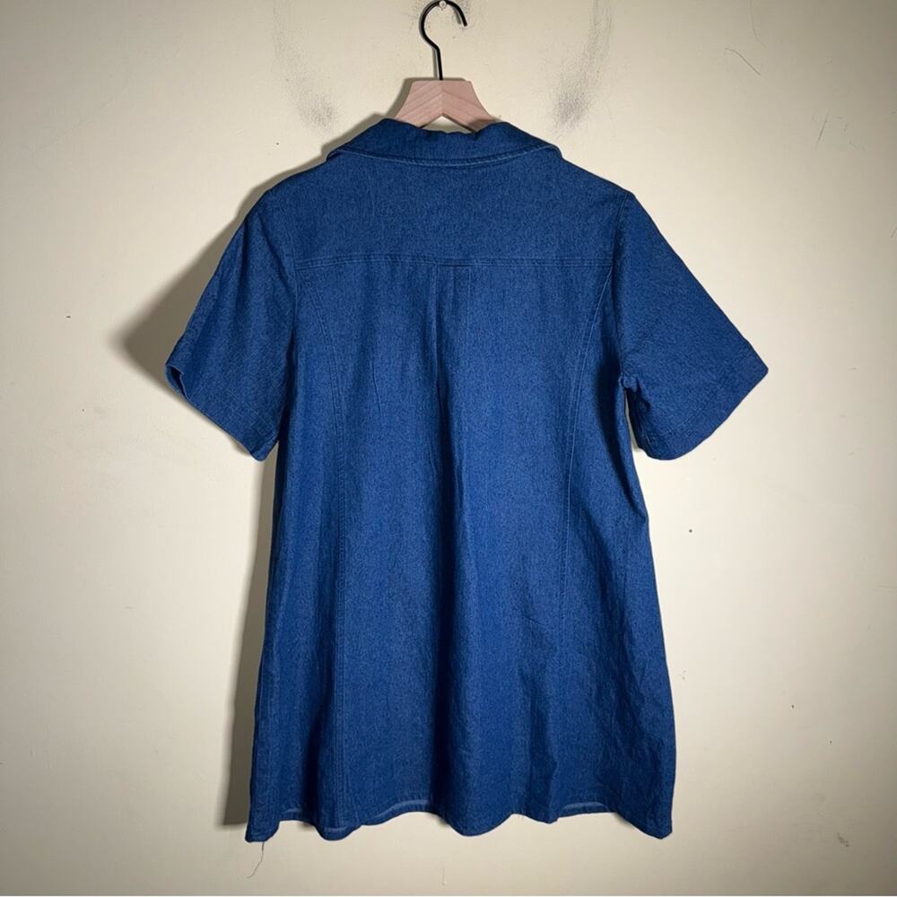 TCEC Dark Blue Denim Jacket quarter zip mini dress with collar L - Picture 4 of 6